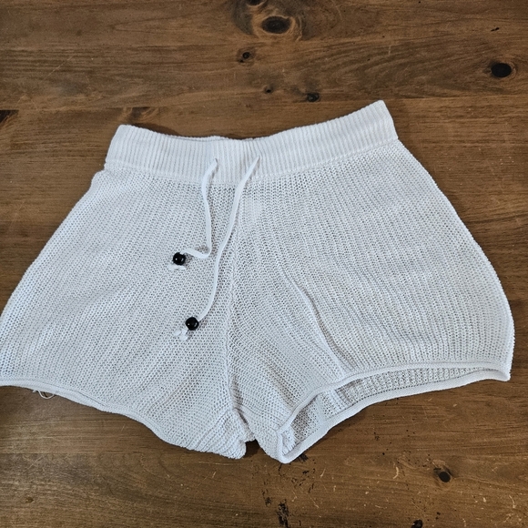 Onia Crochet Knit Linen Shorts Ribbed Waist White Size Small Beach Relaxed Fit - Picture 1 of 7